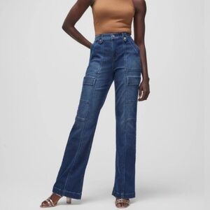 White House Black Market Women’s Extra High Rise Cargo Wide Leg Jeans Size 14